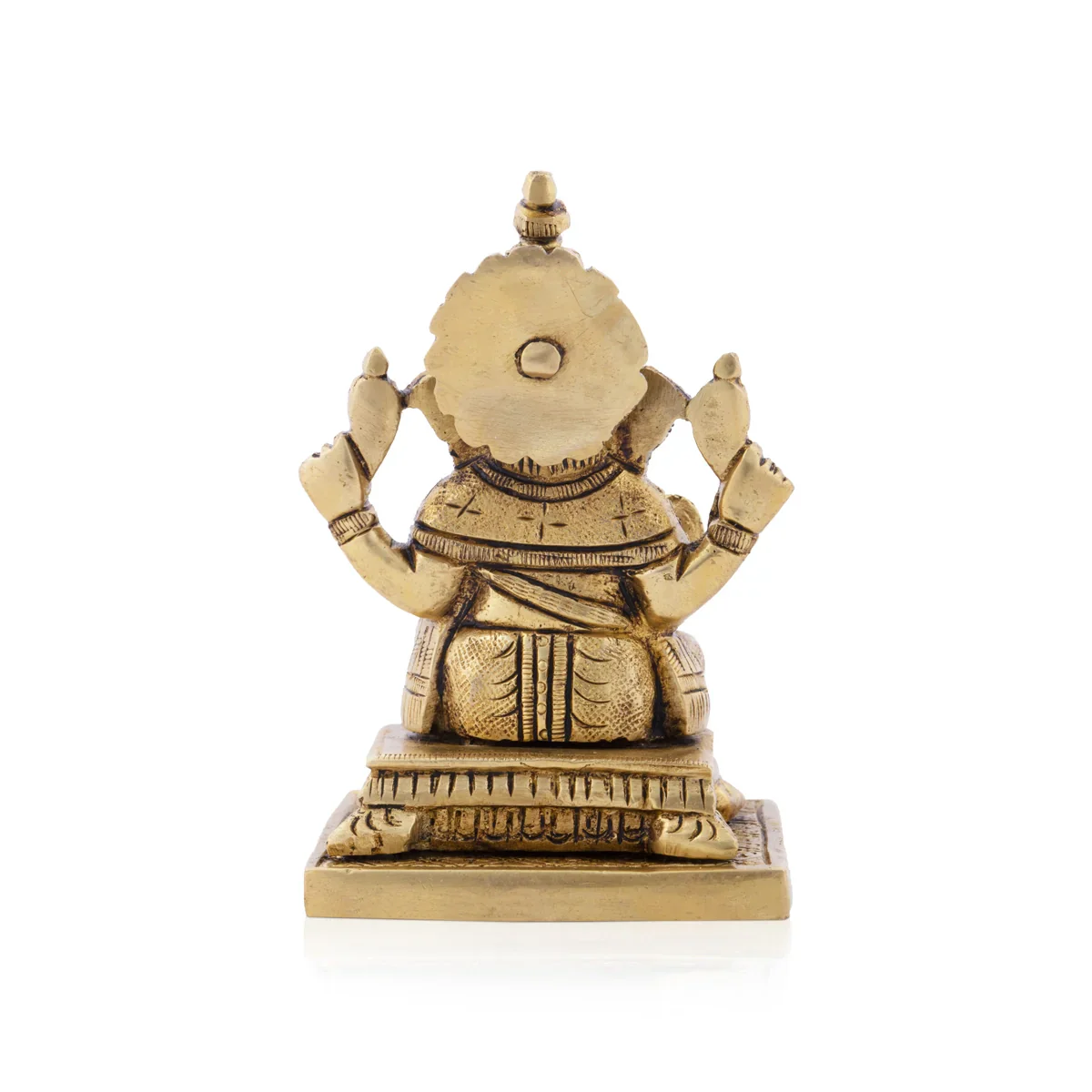 Ganesh Murti - 3.5 x 2.75Inches | Antique Brass Statue/ Ganpati Murti for Pooja/ 655 Gms Approx - Image 4