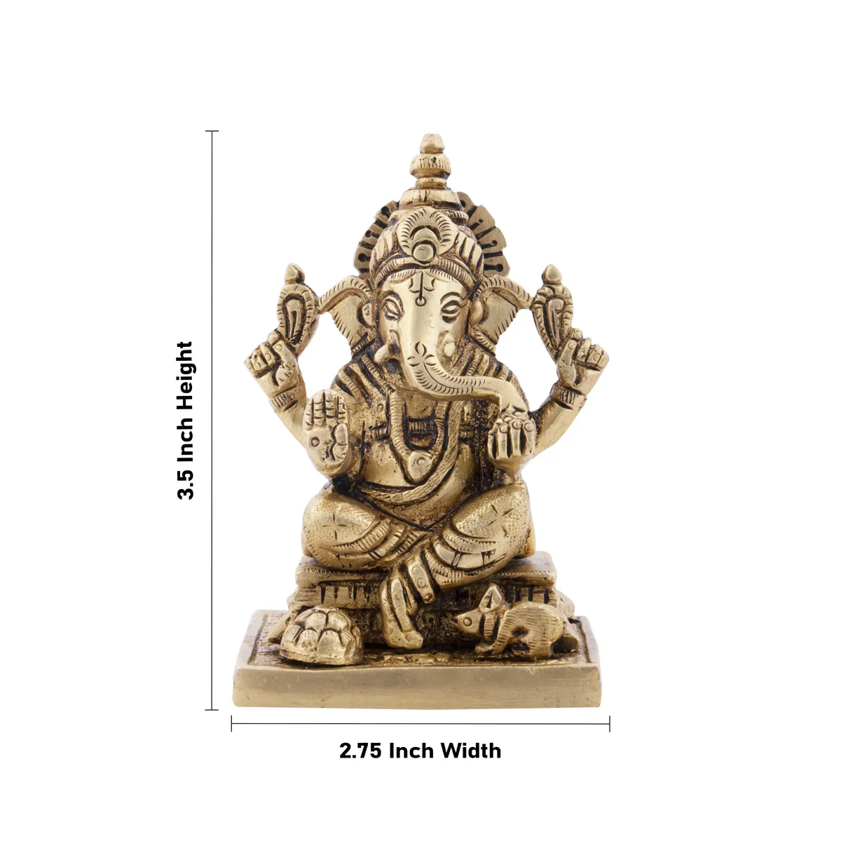 Ganesh Murti - 3.5 x 2.75Inches | Antique Brass Statue/ Ganpati Murti for Pooja/ 655 Gms Approx - Image 5