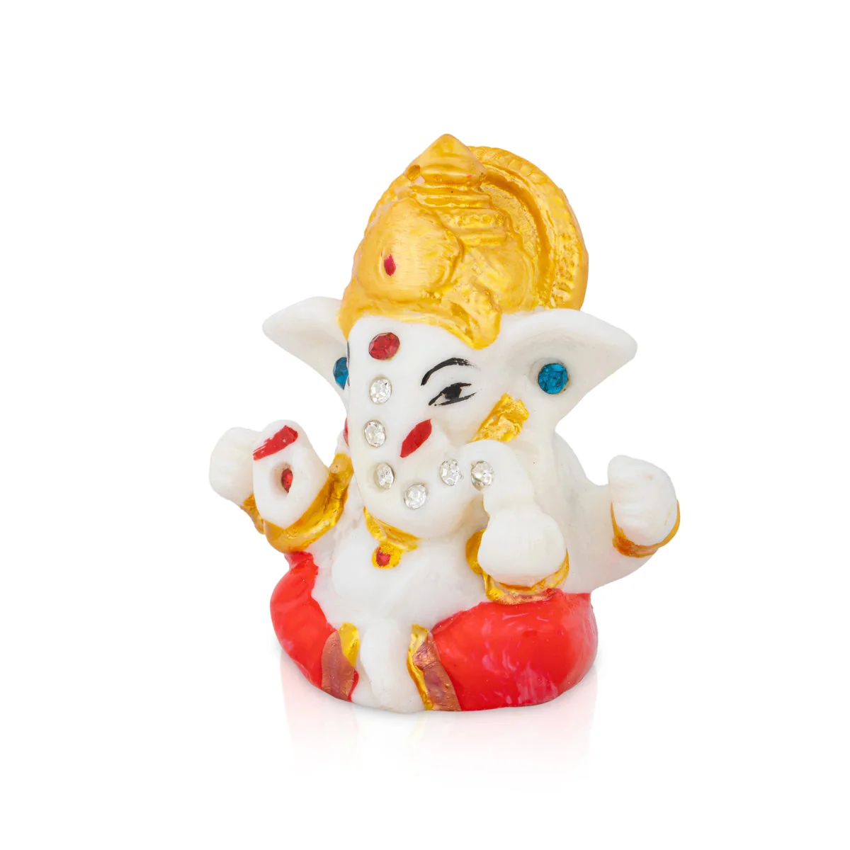 Ganesh Murti - 3 x 2.5 Inches | Sitting Ganpati Murti/ Resin Statue for Pooja - Image 2