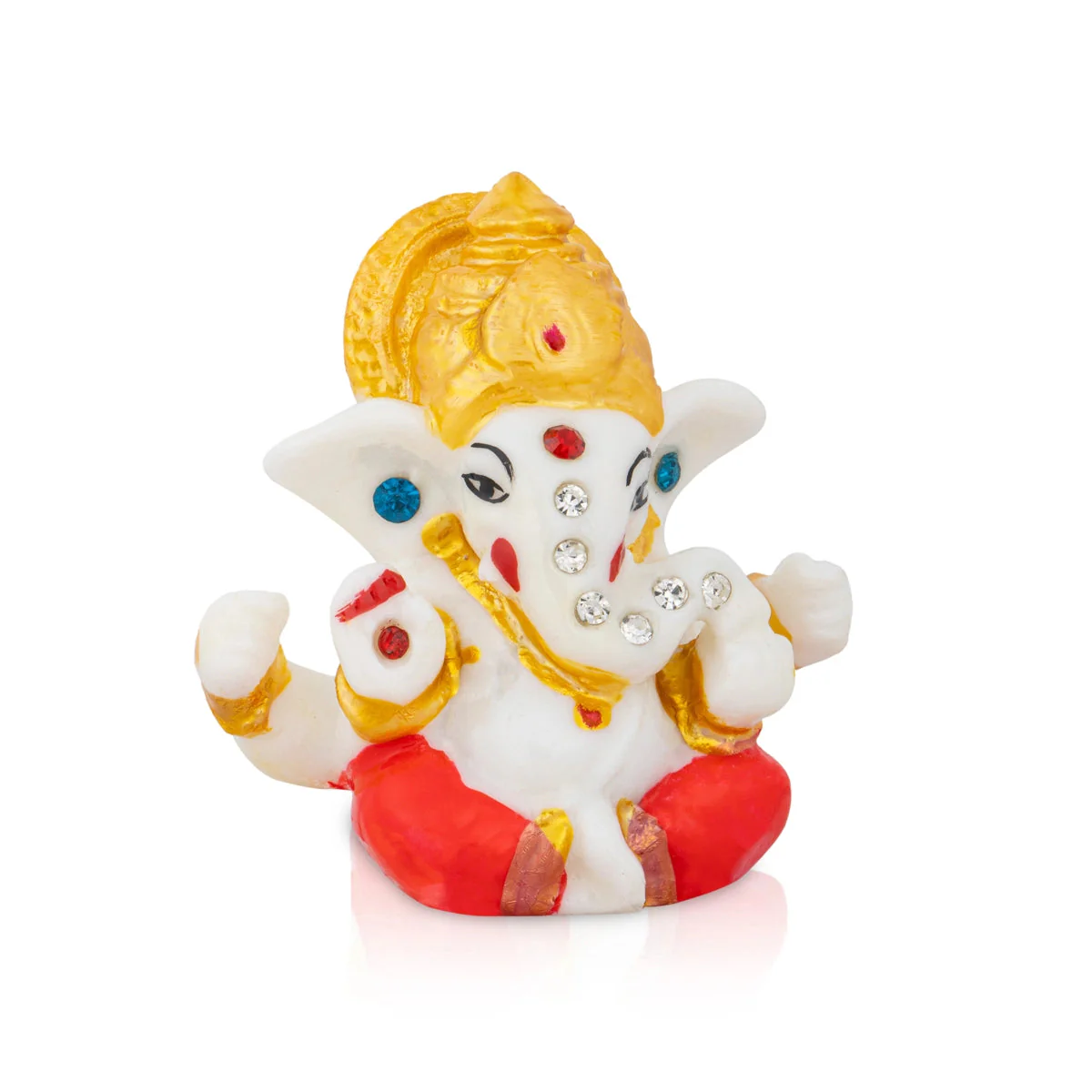 Ganesh Murti - 3 x 2.5 Inches | Sitting Ganpati Murti/ Resin Statue for Pooja - Image 3