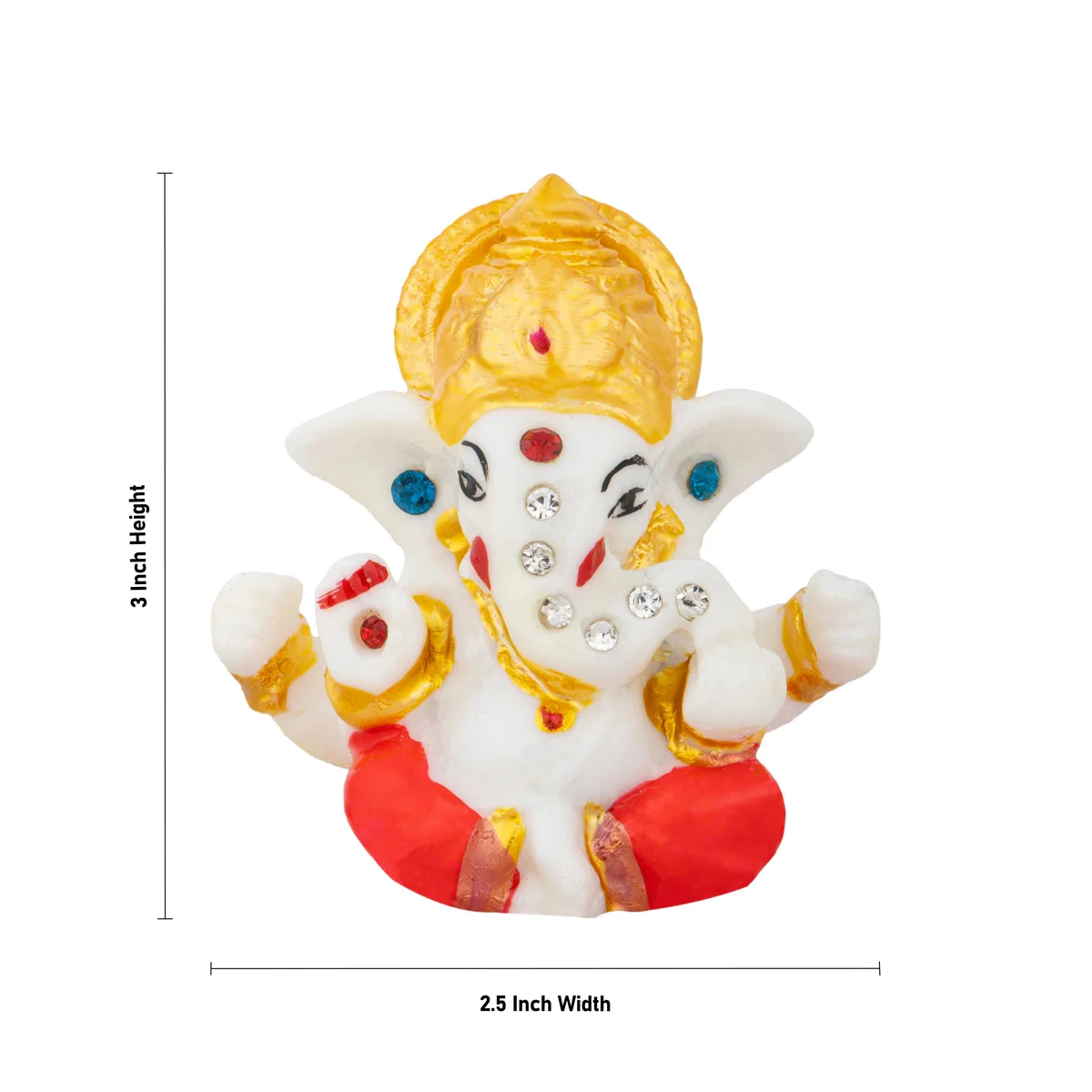 Ganesh Murti - 3 x 2.5 Inches | Sitting Ganpati Murti/ Resin Statue for Pooja - Image 4