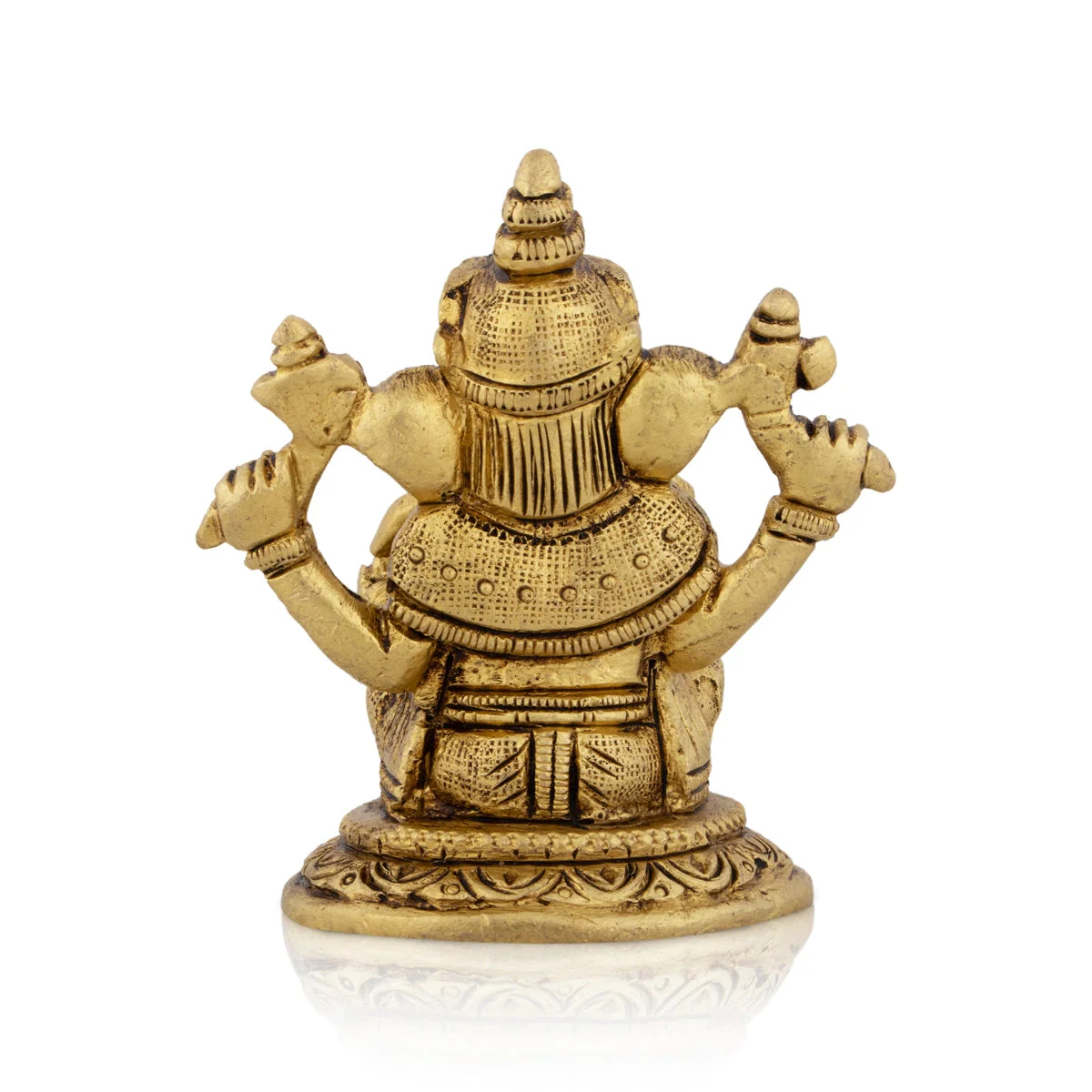 Ganesh Murti - 3 X 2.75 Inches | Sitting Ganpati Idol/ Vinayaka Statue/ Antique Brass Murti For Pooja - Image 5