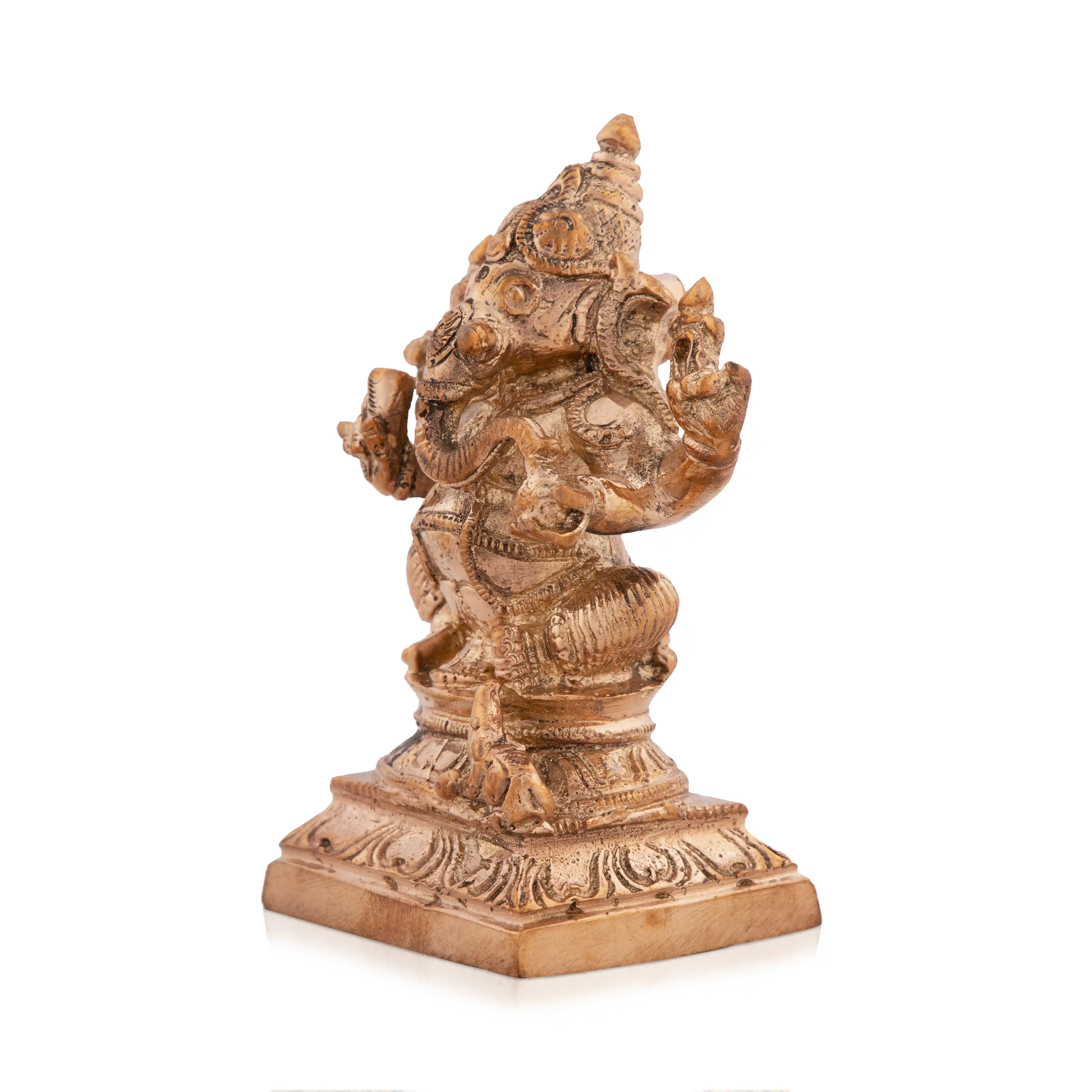 Ganesh Murti - 3 x 2 Inches | Panchaloha Statue/ Ganpati Murti for Pooja/ 295 Gms Approx - Image 4