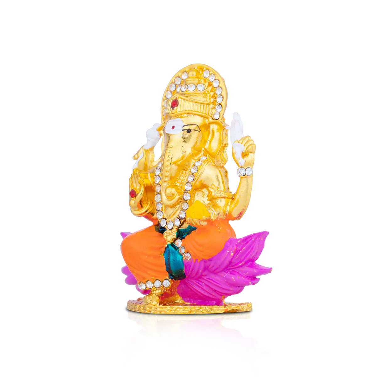 Ganesh Murti - 3 x 2 Inches | Stone Vinayaka Idol/ Gold Polish Ganpati Murti for Pooja - Image 3