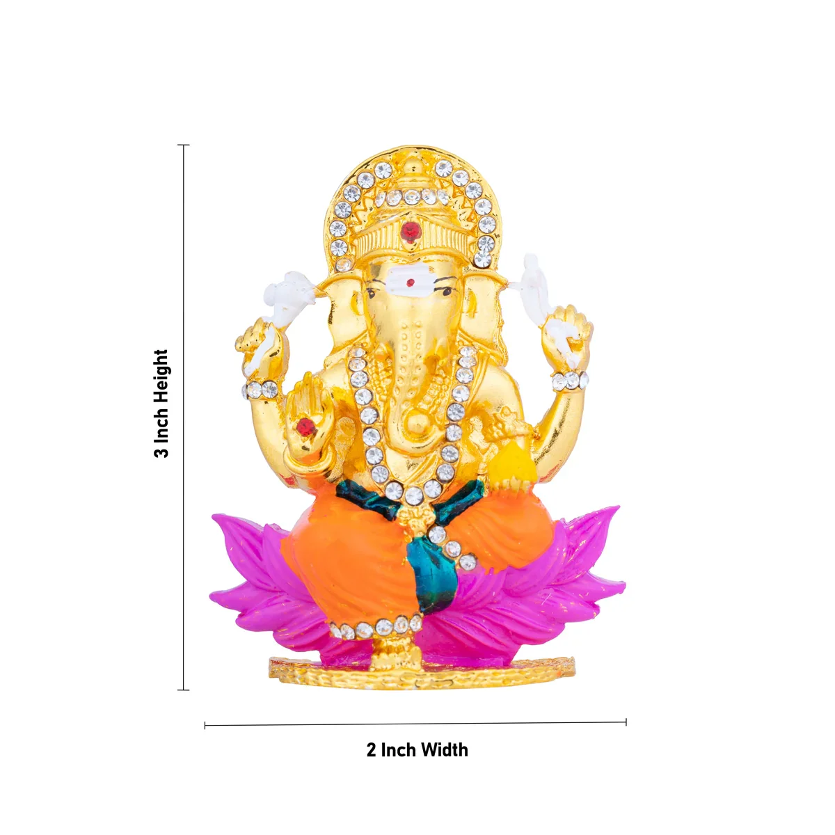 Ganesh Murti - 3 x 2 Inches | Stone Vinayaka Idol/ Gold Polish Ganpati Murti for Pooja - Image 5