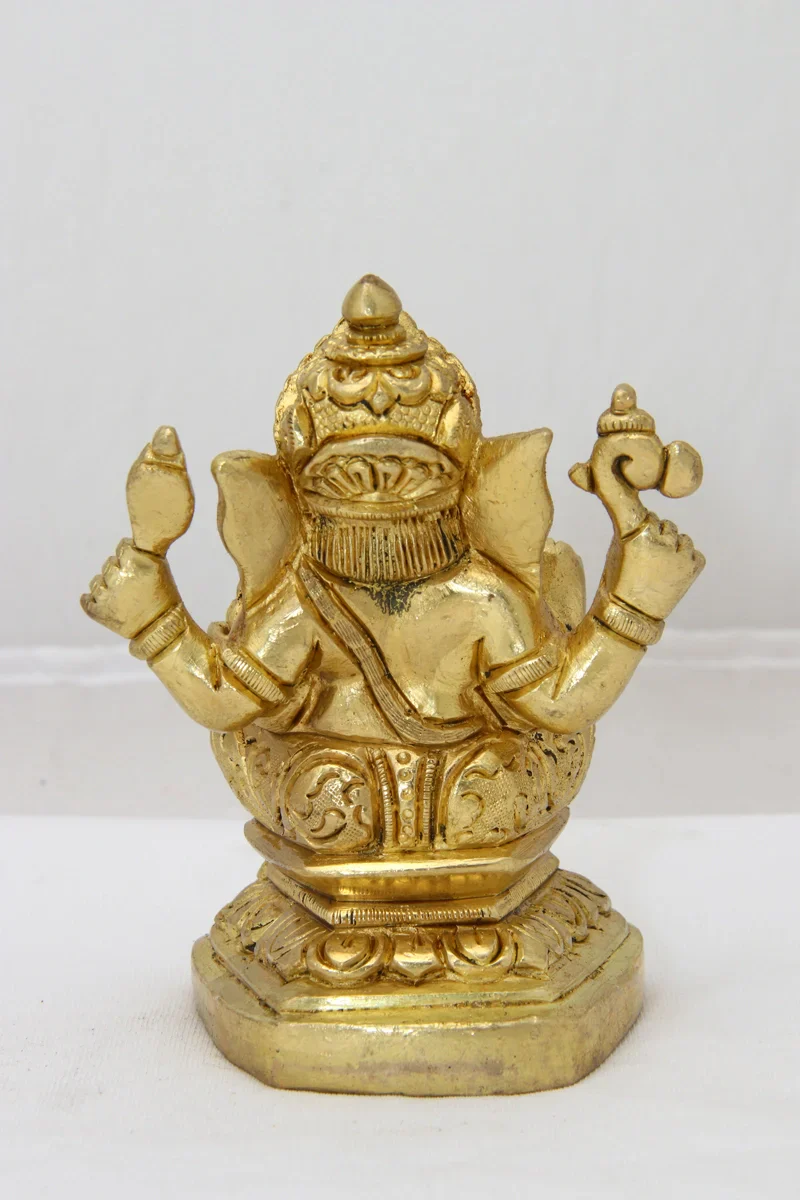 Ganesh Murti - 5 x 3 Inches | Antique Brass Statue/ Ganpati Murti/ Vinayaka Idol for Pooja/ 995 Gms Approx - Image 4