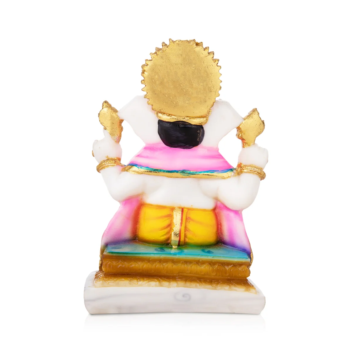 Ganesh Murti- 6.5 X 4.5 Inches | Sitting Ganpati Murti/ Marble Dust Murti/ Painted Vinayaka Statue For Worship - Image 5