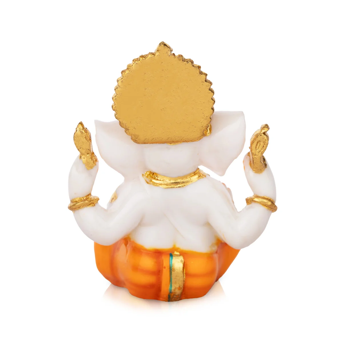 Ganesh Murti - 6 X 5 Inches | Painted Vinayaka Statue/ Marble Dust Murti/ Sitting Ganpati Murti For Worship - Image 5