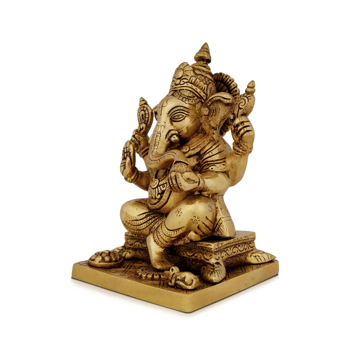 Ganesh Murti - 8.5 x 6 Inches | Antique Brass Statue/ Ganpati Murti for Pooja/ 3.500 Kgs Approx - Image 2