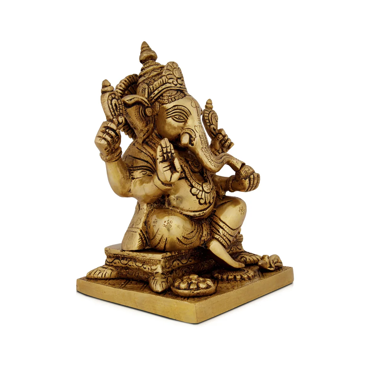 Ganesh Murti - 8.5 x 6 Inches | Antique Brass Statue/ Ganpati Murti for Pooja/ 3.500 Kgs Approx - Image 3