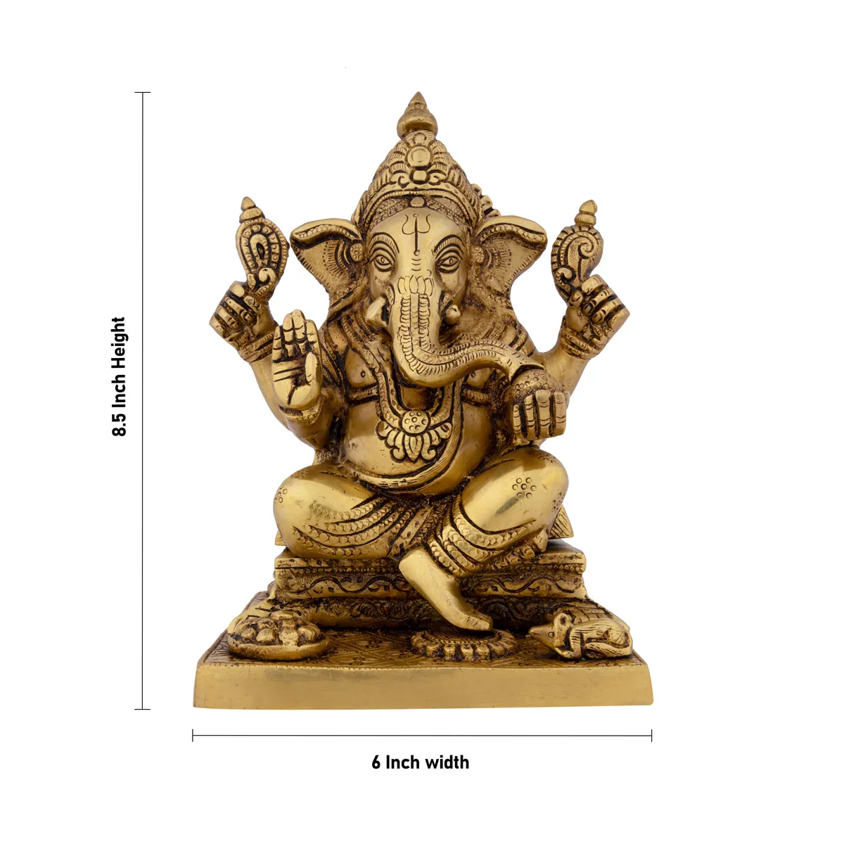 Ganesh Murti - 8.5 x 6 Inches | Antique Brass Statue/ Ganpati Murti for Pooja/ 3.500 Kgs Approx - Image 5