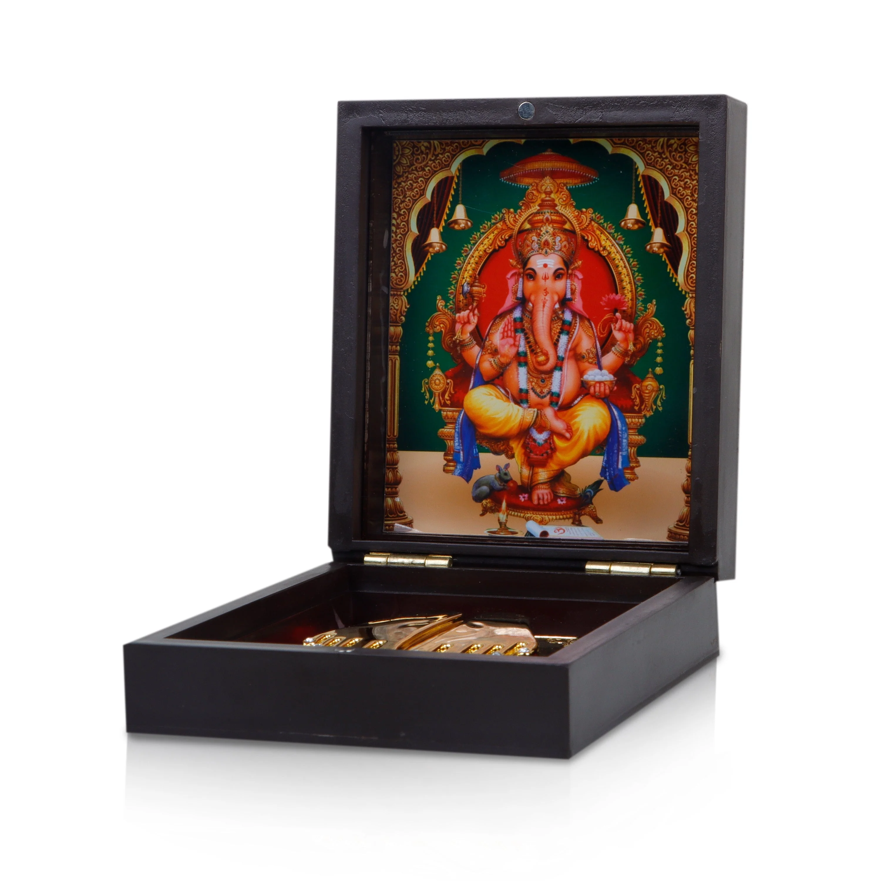 Ganesh Murti Design Pooja Box - 1.5 X 4 X 4.5 Inches | Puja Box/ Charan Paduka Box For Pooja And Gifting - Image 3