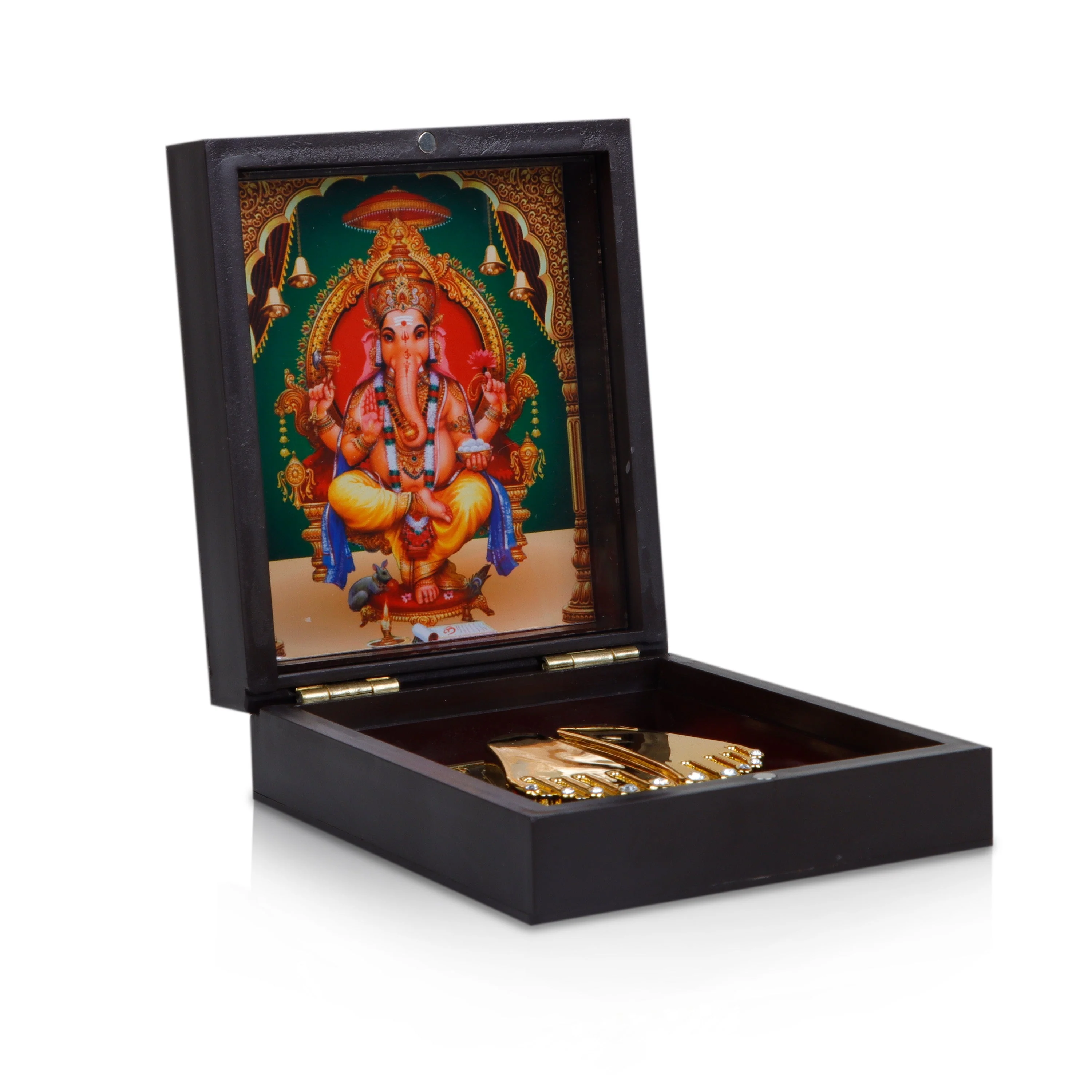 Ganesh Murti Design Pooja Box - 1.5 X 4 X 4.5 Inches | Puja Box/ Charan Paduka Box For Pooja And Gifting - Image 4