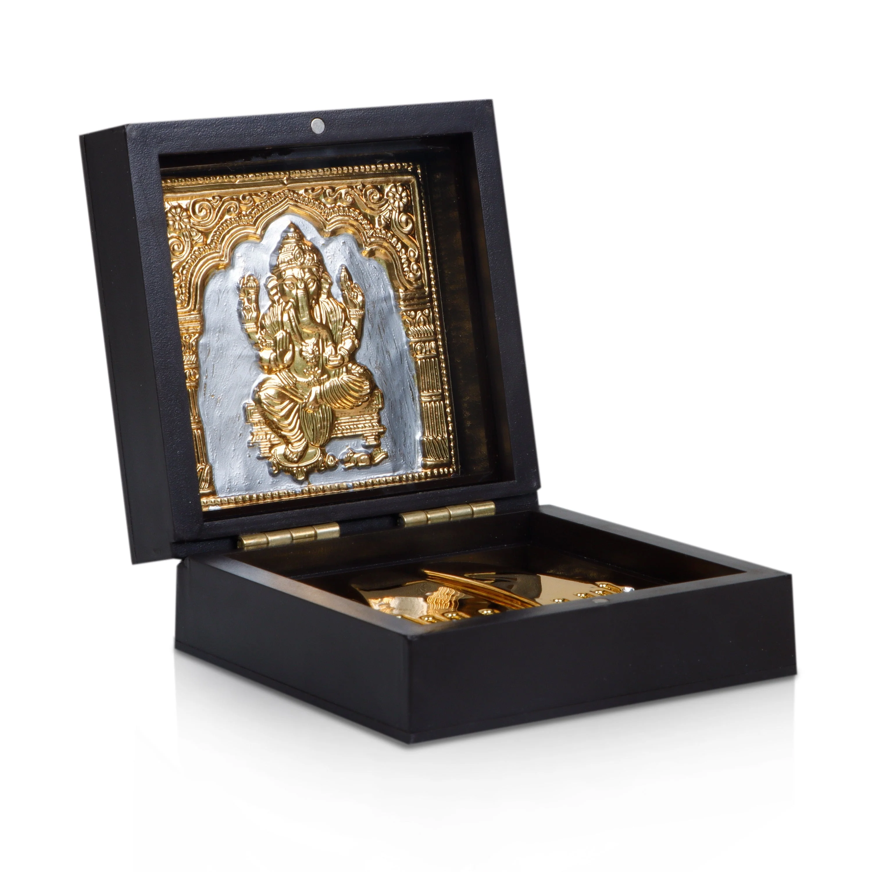 Ganesh Murti Design Pooja Box - 4 X 3 X 3 Inches | Puja Box/ Charan Paduka Box For Pooja And Spiritual Gifting - Image 2