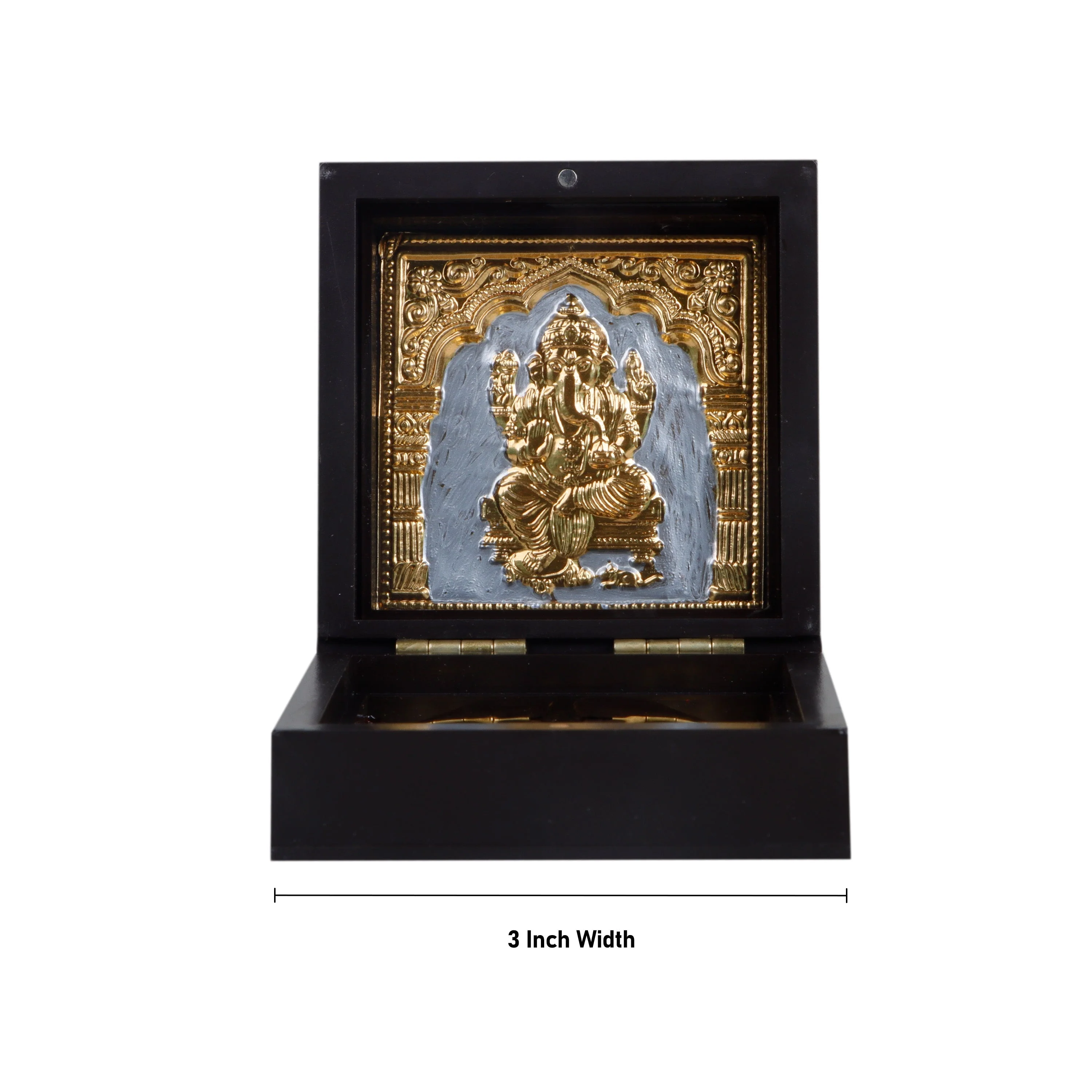 Ganesh Murti Design Pooja Box - 4 X 3 X 3 Inches | Puja Box/ Charan Paduka Box For Pooja And Spiritual Gifting - Image 3