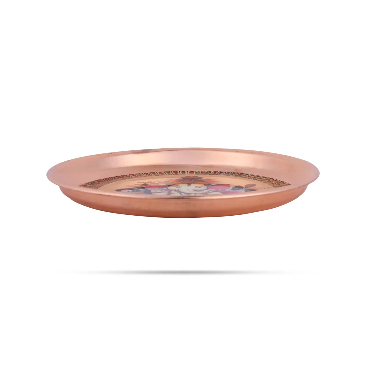 Ganesh Murti Design Pooja Plate - 6 Inches | Stainless Steel Thali Plate/ Copper Polish Puja Plate For Aarti - Image 4
