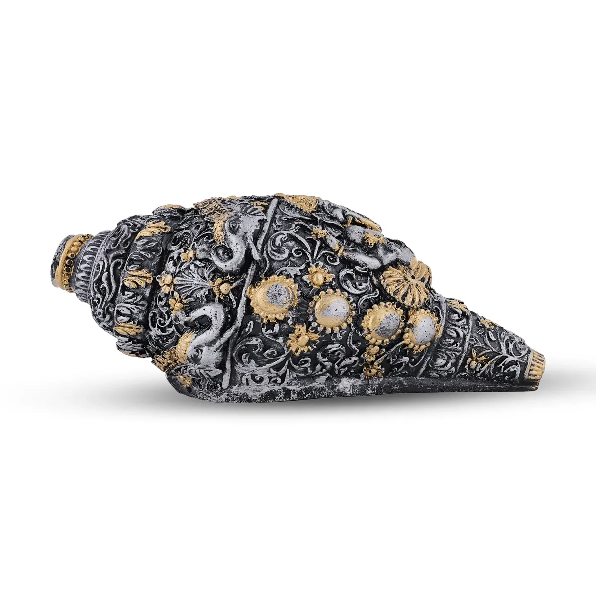 Ganesh Murti Design Shankh - 2.75 X 8 X 3 Inches | Marble Dust Sangu/ Ganpati Murti Conch Shell For Pooja - Image 2