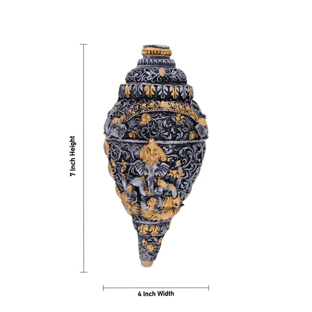 Ganesh Murti Design Shankh - 2.75 X 8 X 3 Inches | Marble Dust Sangu/ Ganpati Murti Conch Shell For Pooja - Image 3