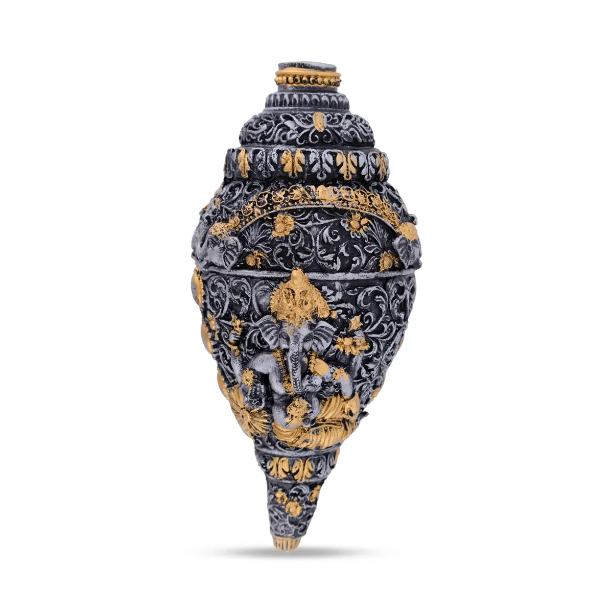 Ganesh Murti Design Shankh - 2.75 X 8 X 3 Inches | Marble Dust Sangu/ Ganpati Murti Conch Shell For Pooja - Image 5