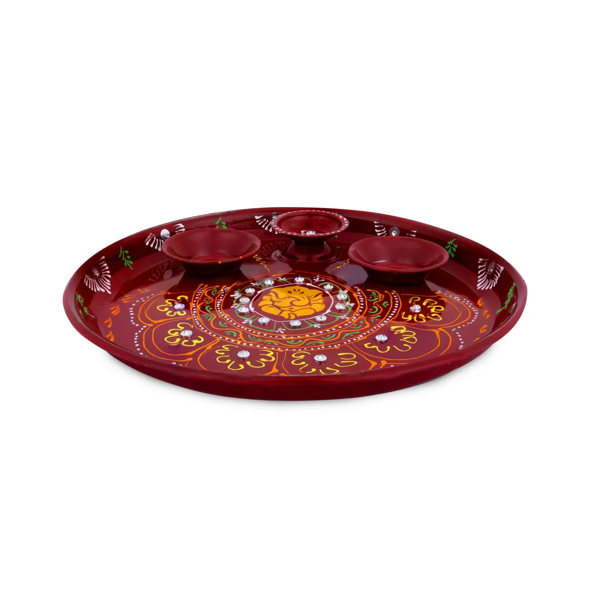 Ganesh Murti Design Thali Plate - 0.5 X 8 Inches | Decorative Plate/ Pooja Plate For Pooja And Festive - Image 3