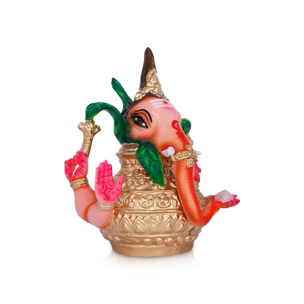 Ganesh Murti Head With Kalash Paper Mache Golu Bommai - 15 X 5 Inches | Navaratri Golu Gombe/ Giri Golu Doll - Image 2
