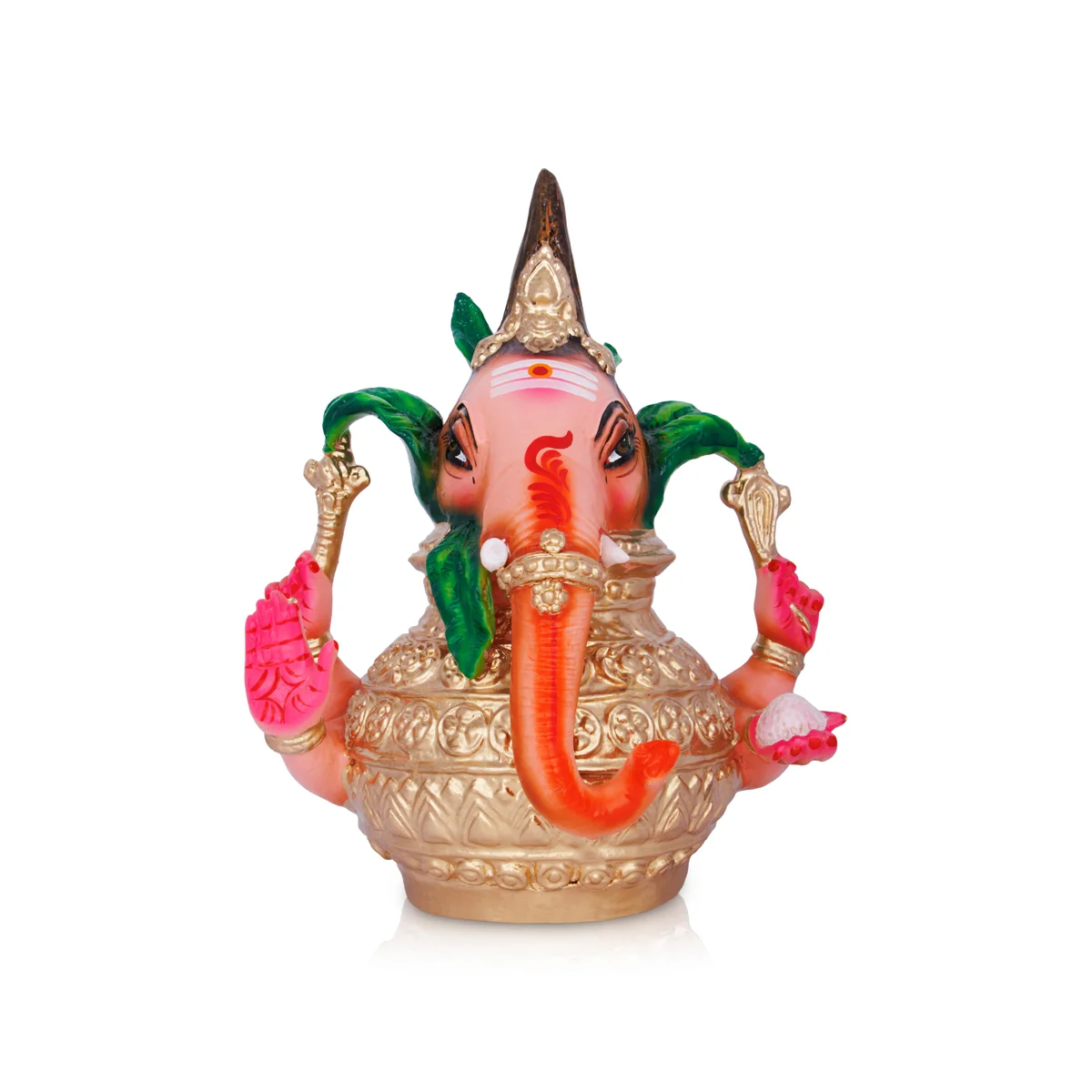 Ganesh Murti Head With Kalash Paper Mache Golu Bommai - 15 X 5 Inches | Navaratri Golu Gombe/ Giri Golu Doll - Image 3