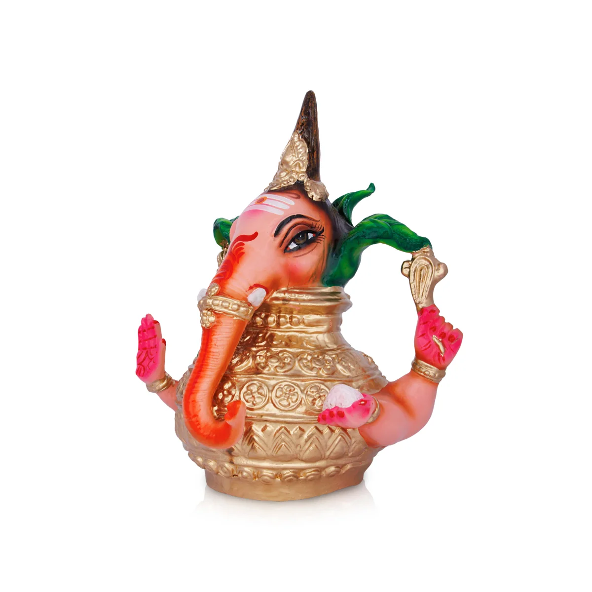 Ganesh Murti Head With Kalash Paper Mache Golu Bommai - 15 X 5 Inches | Navaratri Golu Gombe/ Giri Golu Doll - Image 4
