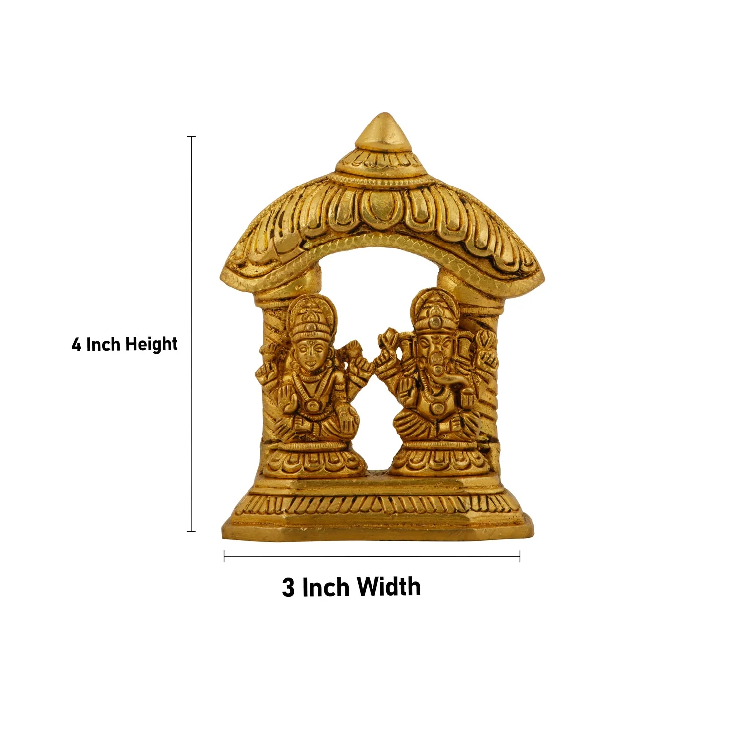 Ganesh Murti & Lakshmi Murti Sitting On Chowki - 4 x 3 Inches | Antique Brass Idol for Pooja - Image 5