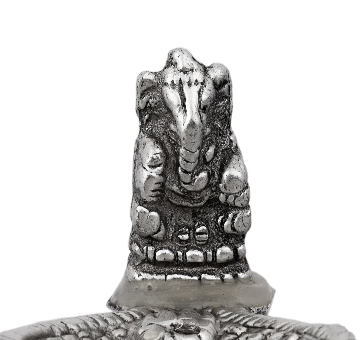 Ganesh Murti & Leaf Design Agarbathi Stand - 0.5 x 4 Inches | Metal/ Silver Polish Incense Holder for Sticks - Image 2