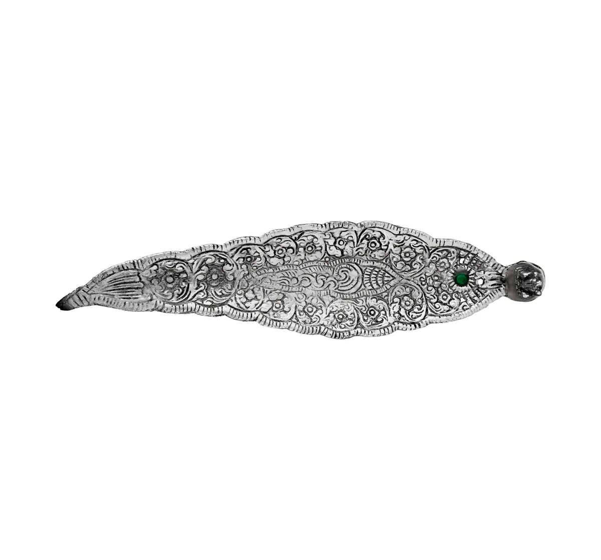 Ganesh Murti & Leaf Design Agarbathi Stand - 0.5 x 4 Inches | Metal/ Silver Polish Incense Holder for Sticks - Image 3