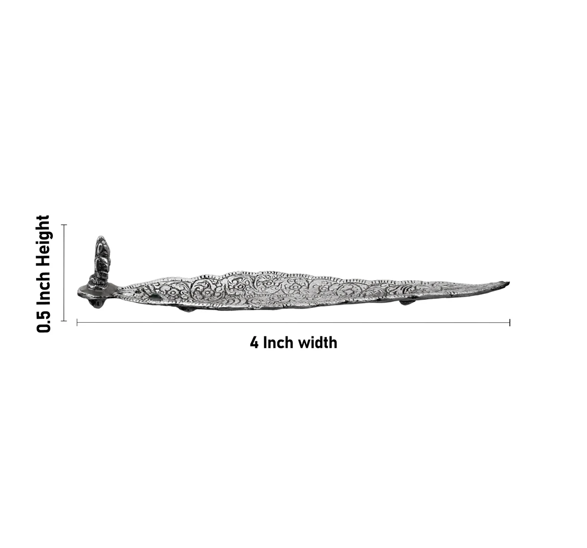 Ganesh Murti & Leaf Design Agarbathi Stand - 0.5 x 4 Inches | Metal/ Silver Polish Incense Holder for Sticks - Image 4