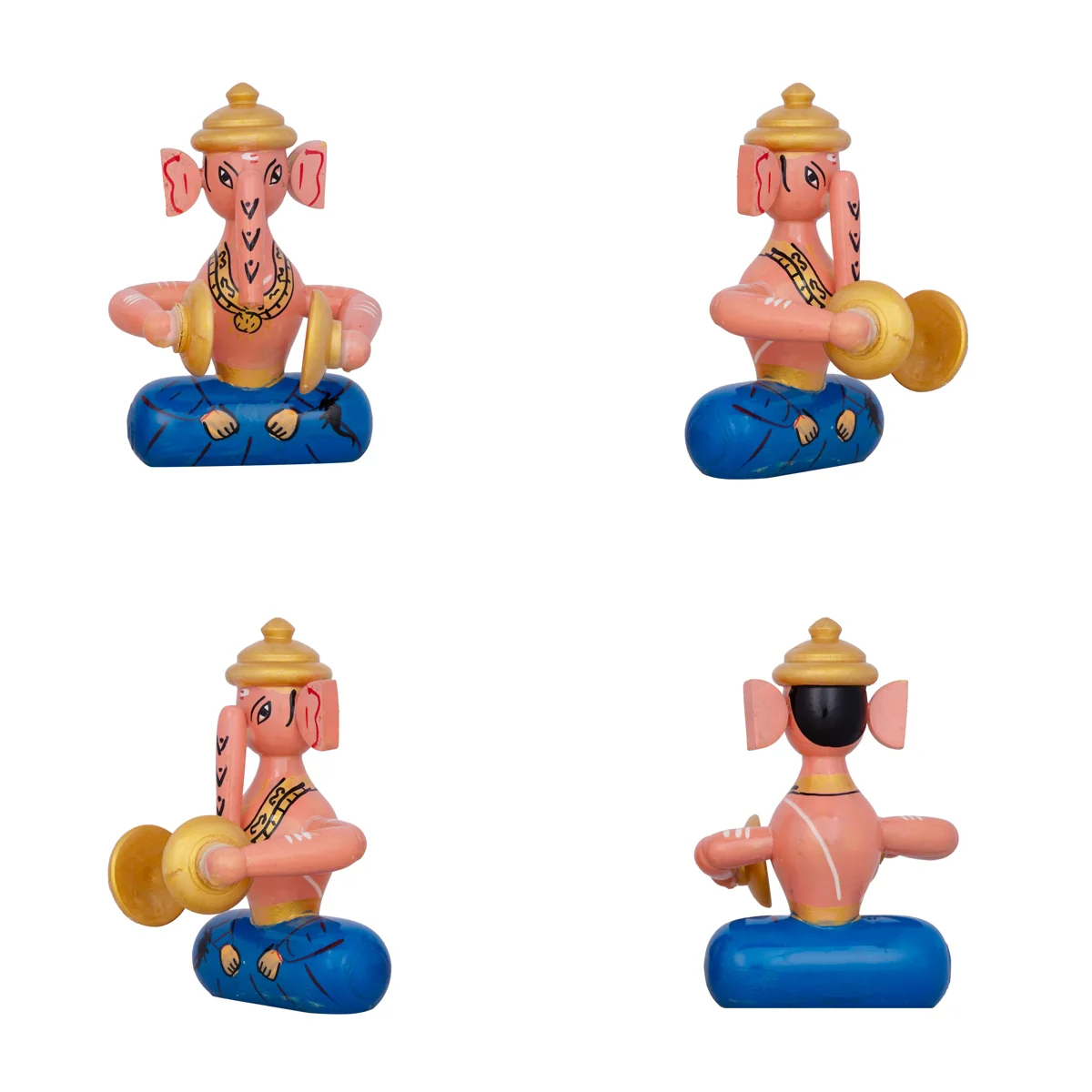 Ganesh Murti Musical Set- 5.5 X 3.5 Inches | Wood Sculpture/ Kondapalli Bommalu For Festive Decor &Golu Display - Image 2