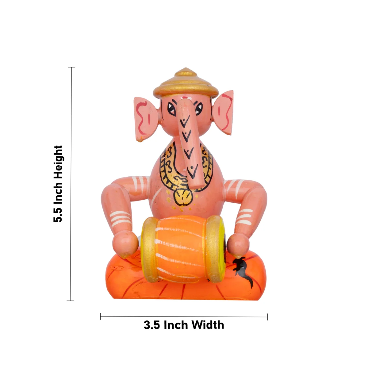 Ganesh Murti Musical Set- 5.5 X 3.5 Inches | Wood Sculpture/ Kondapalli Bommalu For Festive Decor &Golu Display - Image 5