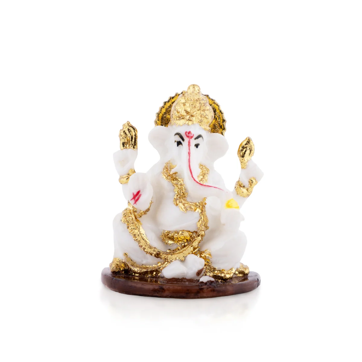 Ganesh Murti Sitting - 2.25 × 1.75 Inches | Red & Gold Ganpati Murti / Mini Vinayaka Idol For Pooja & Gifting - Image 6