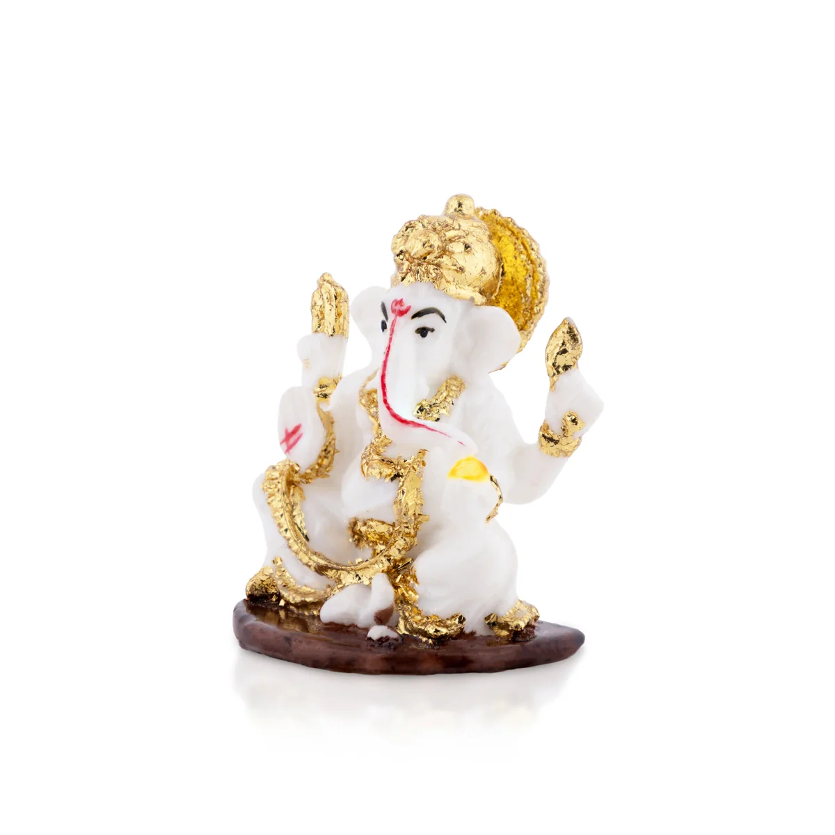 Ganesh Murti Sitting - 2.25 × 1.75 Inches | Red & Gold Ganpati Murti / Mini Vinayaka Idol For Pooja & Gifting - Image 7