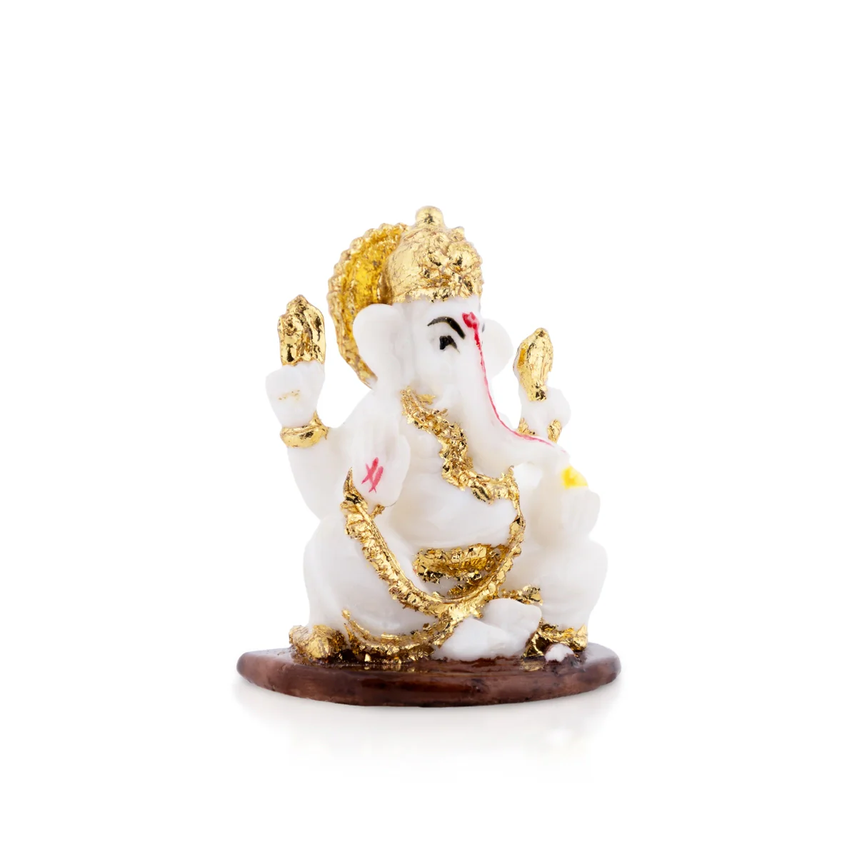 Ganesh Murti Sitting - 2.25 × 1.75 Inches | Red & Gold Ganpati Murti / Mini Vinayaka Idol For Pooja & Gifting - Image 8