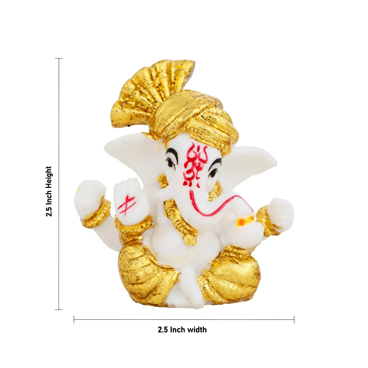 Ganesh Murti Sitting - 2.5 X 2.5 Inches | Mini Ganpati Idol/ White & Gold Ganesha Statue For Home Decor - Image 4