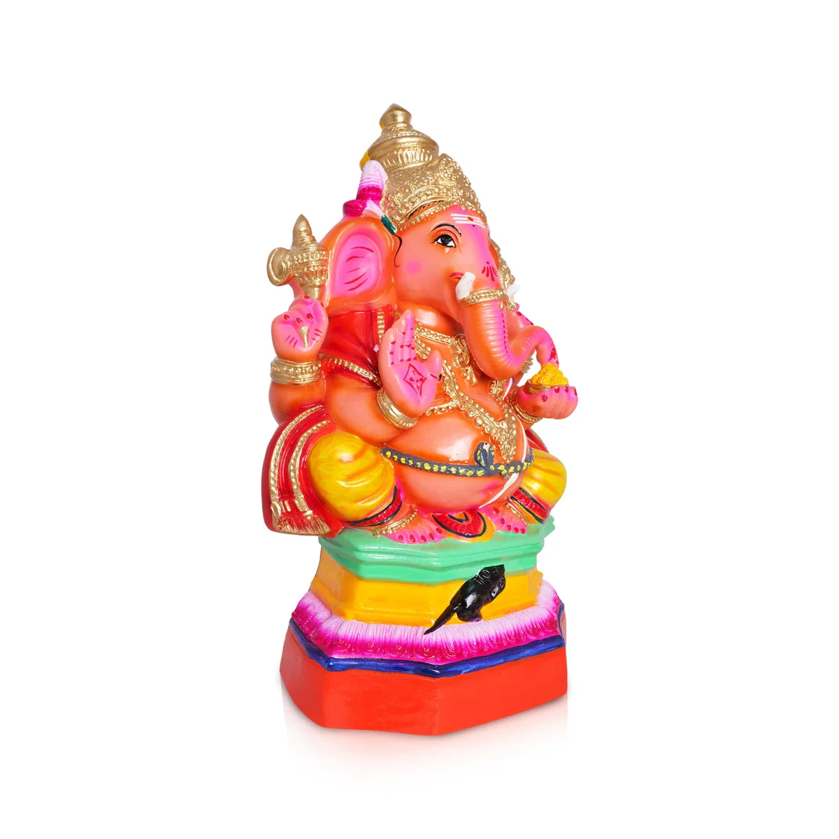 Ganesh Murti Sitting On Base- 20 X 8.5 Inches | Paper Mache Vinayaka Statue/Ganpati Murti For Ganapati Chaturthi - Image 2
