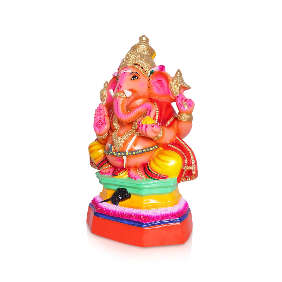 Ganesh Murti Sitting On Base- 20 X 8.5 Inches | Paper Mache Vinayaka Statue/Ganpati Murti For Ganapati Chaturthi - Image 3