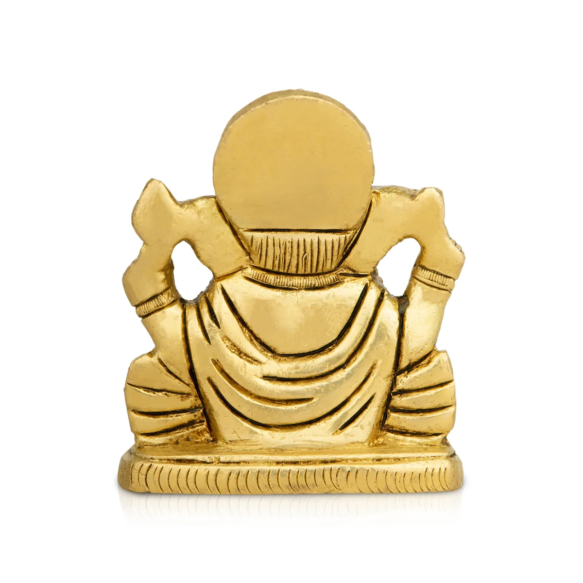 Ganesh Murti Sitting On Base - 3.5 x 2.5 Inches | Ganpati Murti/ Antique Brass Idol for Pooja - Image 2