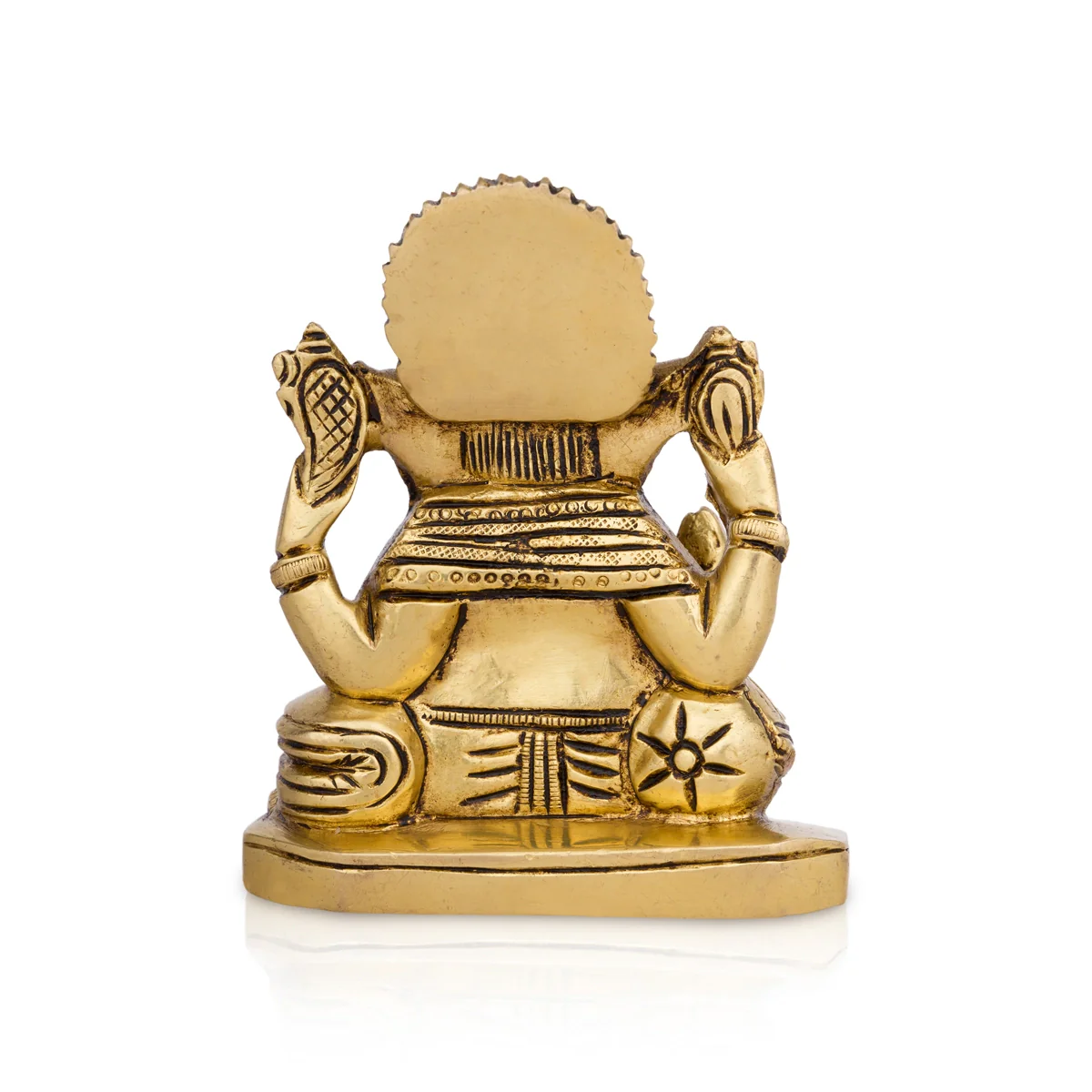 Ganesh Murti Sitting On Base - 4 x 3.5 Inches | Vinayaka Statue/ Antique Brass Idol for Pooja - Image 4