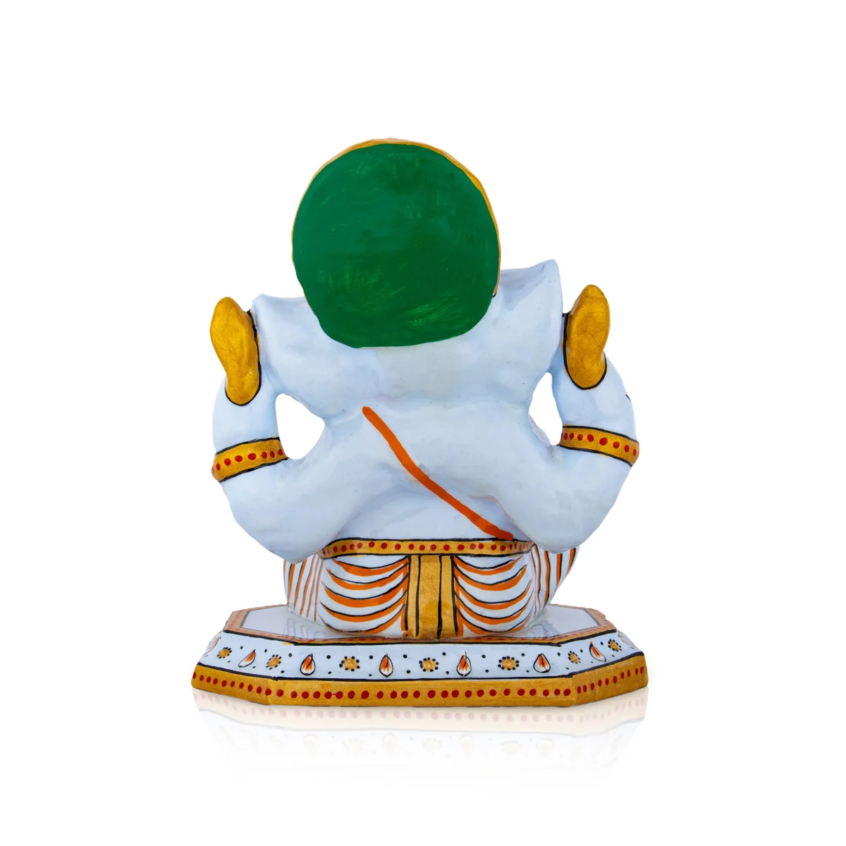 Ganesh Murti Sitting On Base - 6 x 5 Inches | Metal Ganpati Murti/ Painted Vinayaka Statue for Pooja - Image 5