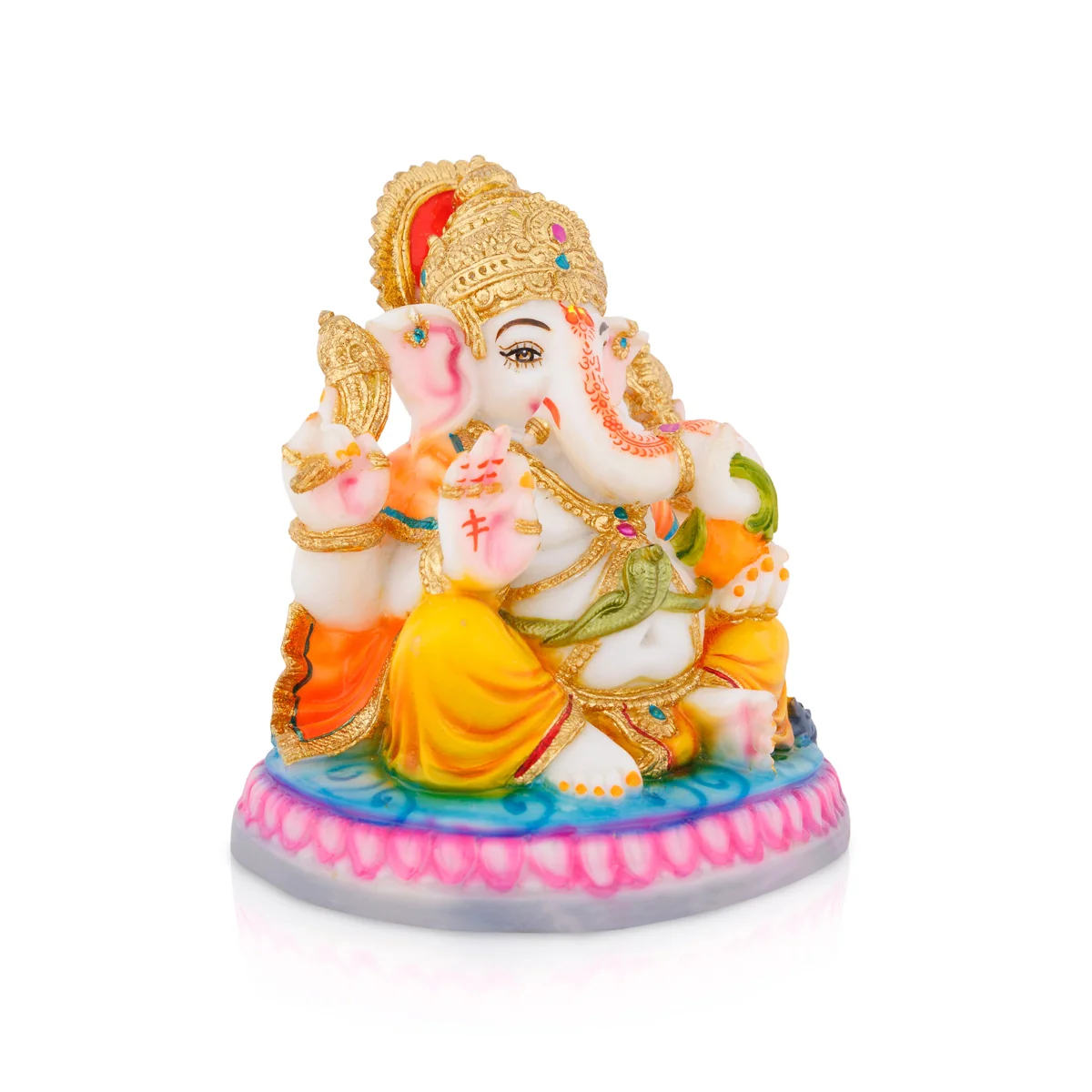 Ganesh Murti Sitting On Base - 7.5 X 6 Inches | Marble Dust Murti/ Ganpati Murti/ Vinayaka Idol For Worship - Image 2
