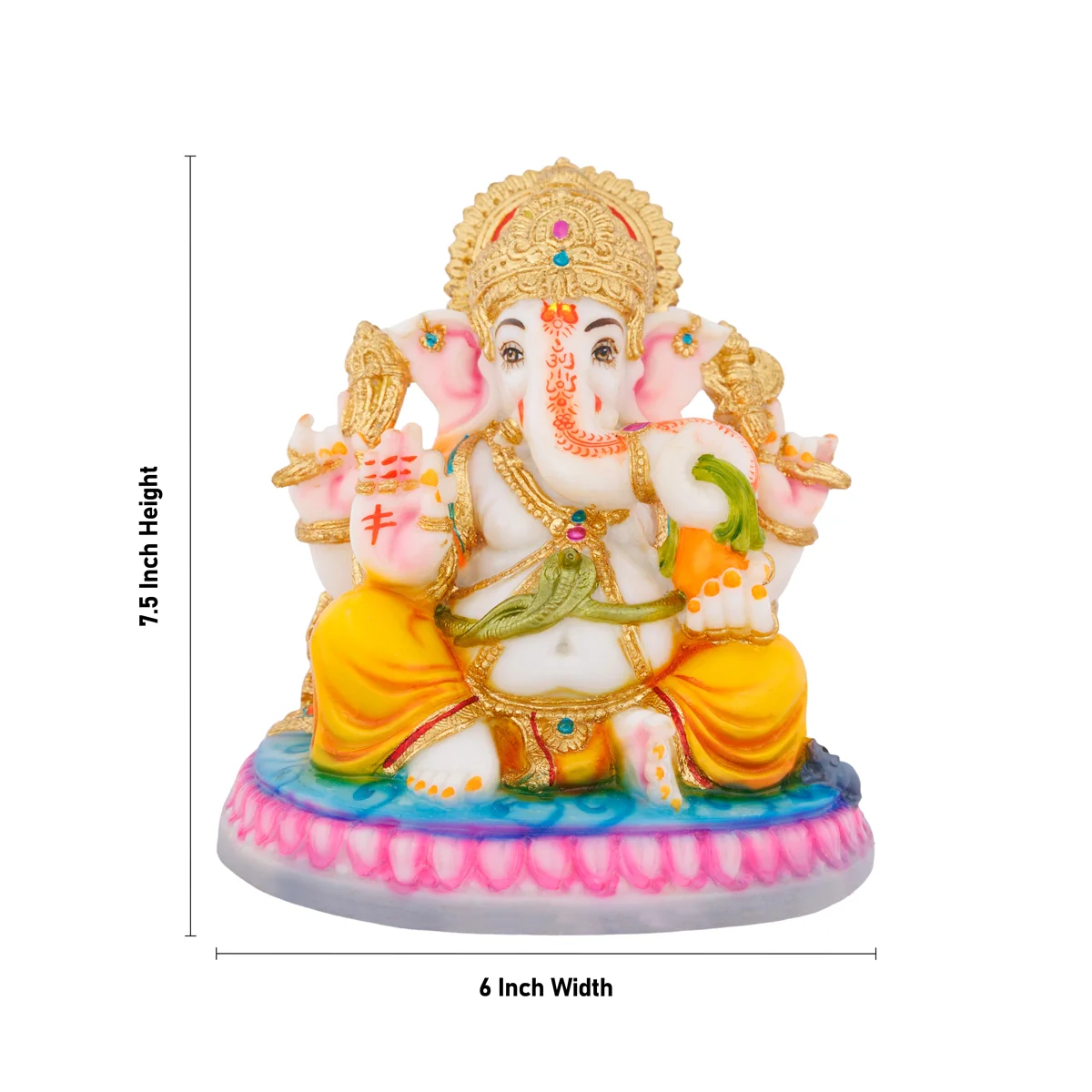 Ganesh Murti Sitting On Base - 7.5 X 6 Inches | Marble Dust Murti/ Ganpati Murti/ Vinayaka Idol For Worship - Image 3