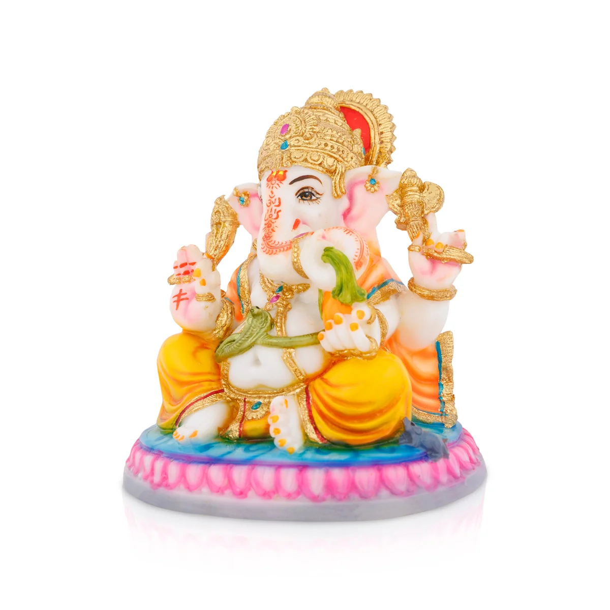 Ganesh Murti Sitting On Base - 7.5 X 6 Inches | Marble Dust Murti/ Ganpati Murti/ Vinayaka Idol For Worship - Image 4