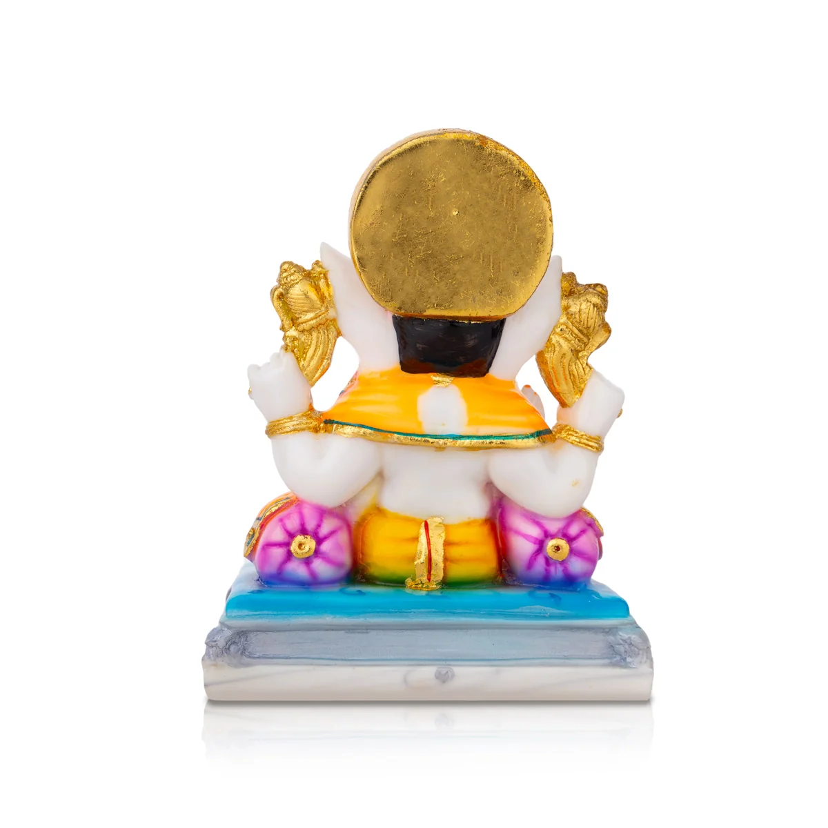 Ganesh Murti Sitting On Base - 7.5 X 6 Inches | Marble Dust Murti/ Painted Vinayaka Statue For Pooja - Image 5