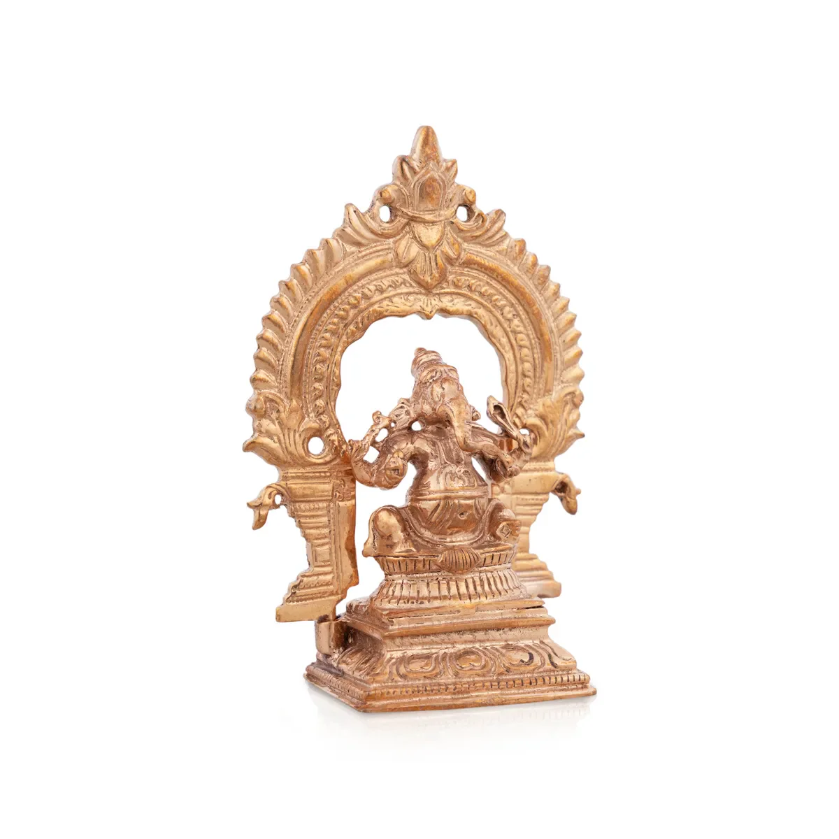 Ganesh Murti Sitting On Base With Arch - 2.75 X 1.25 Inches | Panchaloha Statue/ Vinayaka Statue For Worship - Image 2