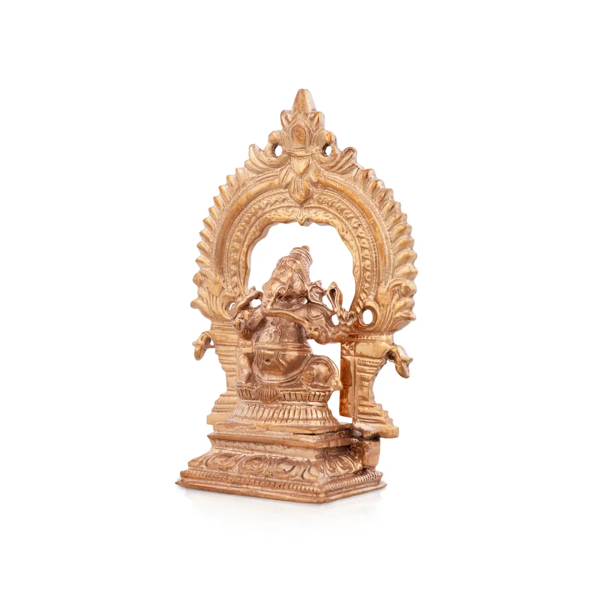 Ganesh Murti Sitting On Base With Arch - 2.75 X 1.25 Inches | Panchaloha Statue/ Vinayaka Statue For Worship - Image 3