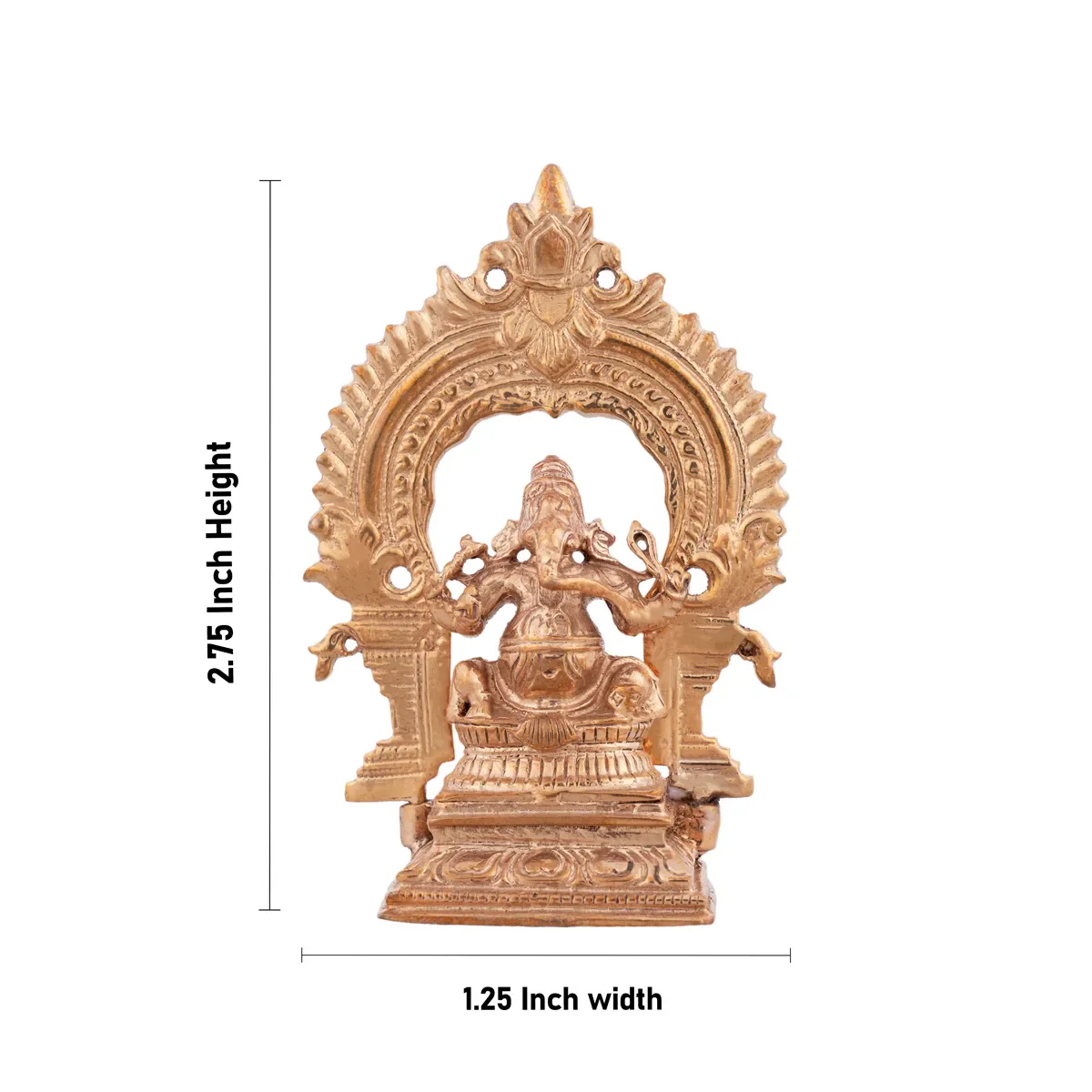 Ganesh Murti Sitting On Base With Arch - 2.75 X 1.25 Inches | Panchaloha Statue/ Vinayaka Statue For Worship - Image 4