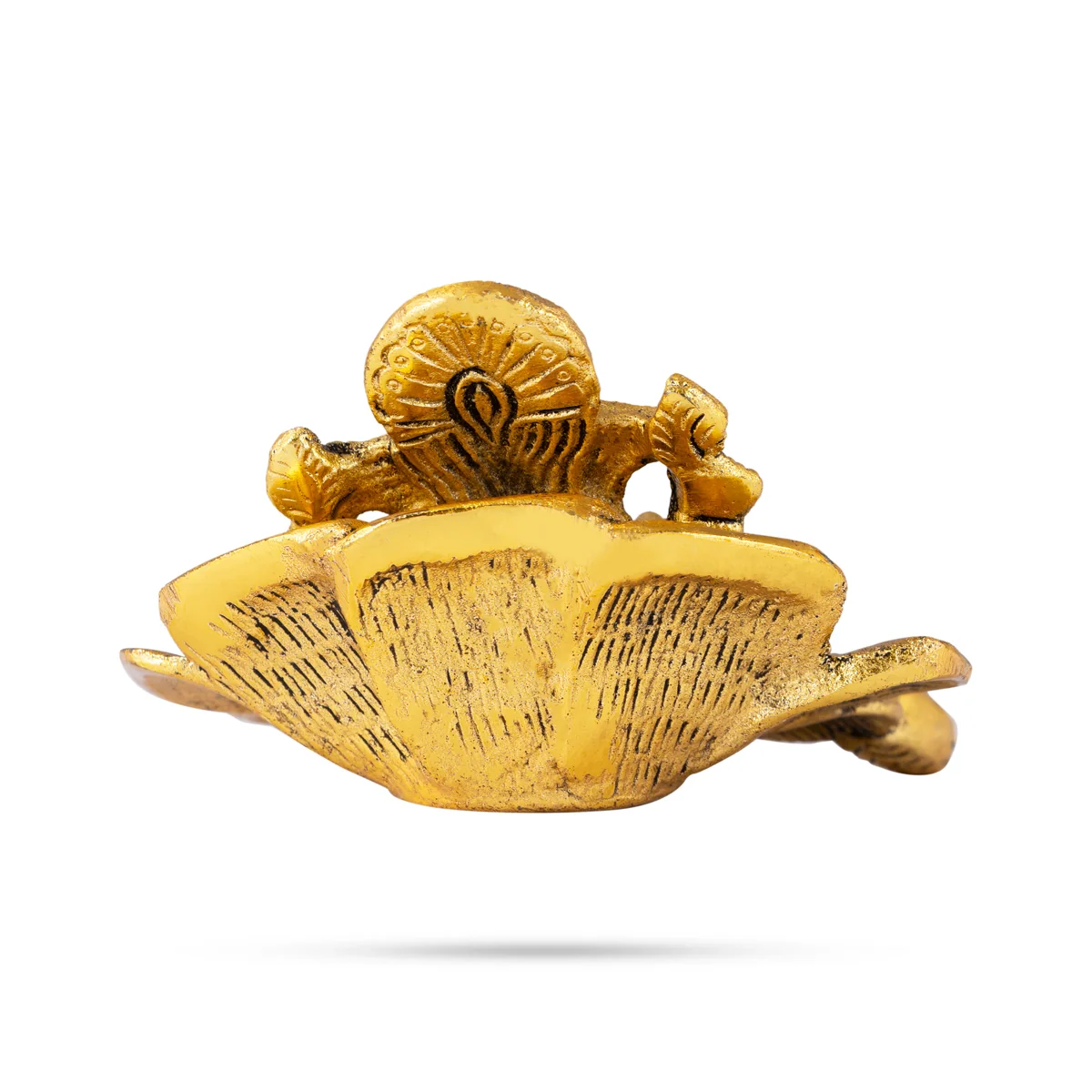 Ganesh Murti Sitting On Hibiscus Flower - 2.5 x 4.5 Inches | Aluminium/ Gold Polish Ganpati Murti for Pooja - Image 5